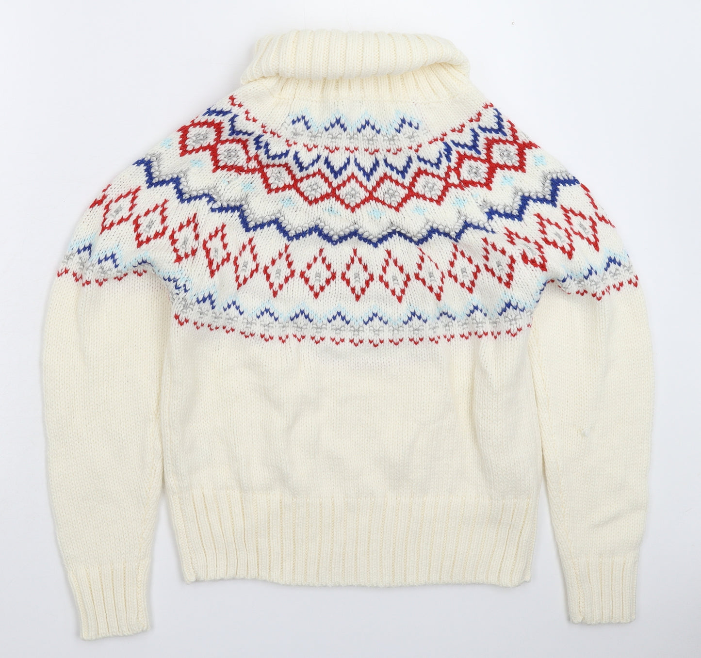 TU Womens White Geometric Knit Pullover Jumper Size 12