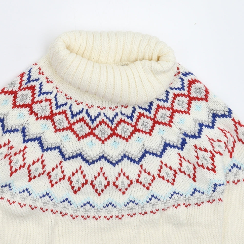 TU Womens White Geometric Knit Pullover Jumper Size 12