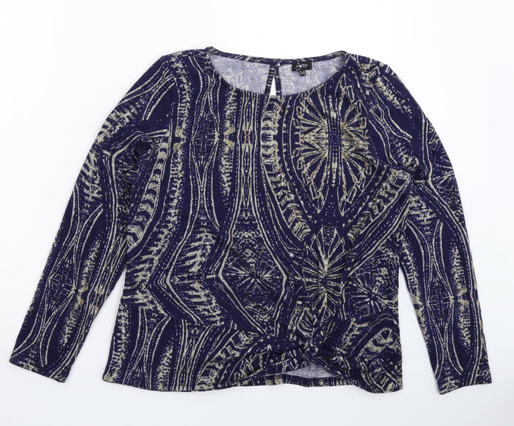 Emreco Womens Blue Geometric Knit Pullover Jumper Size 14