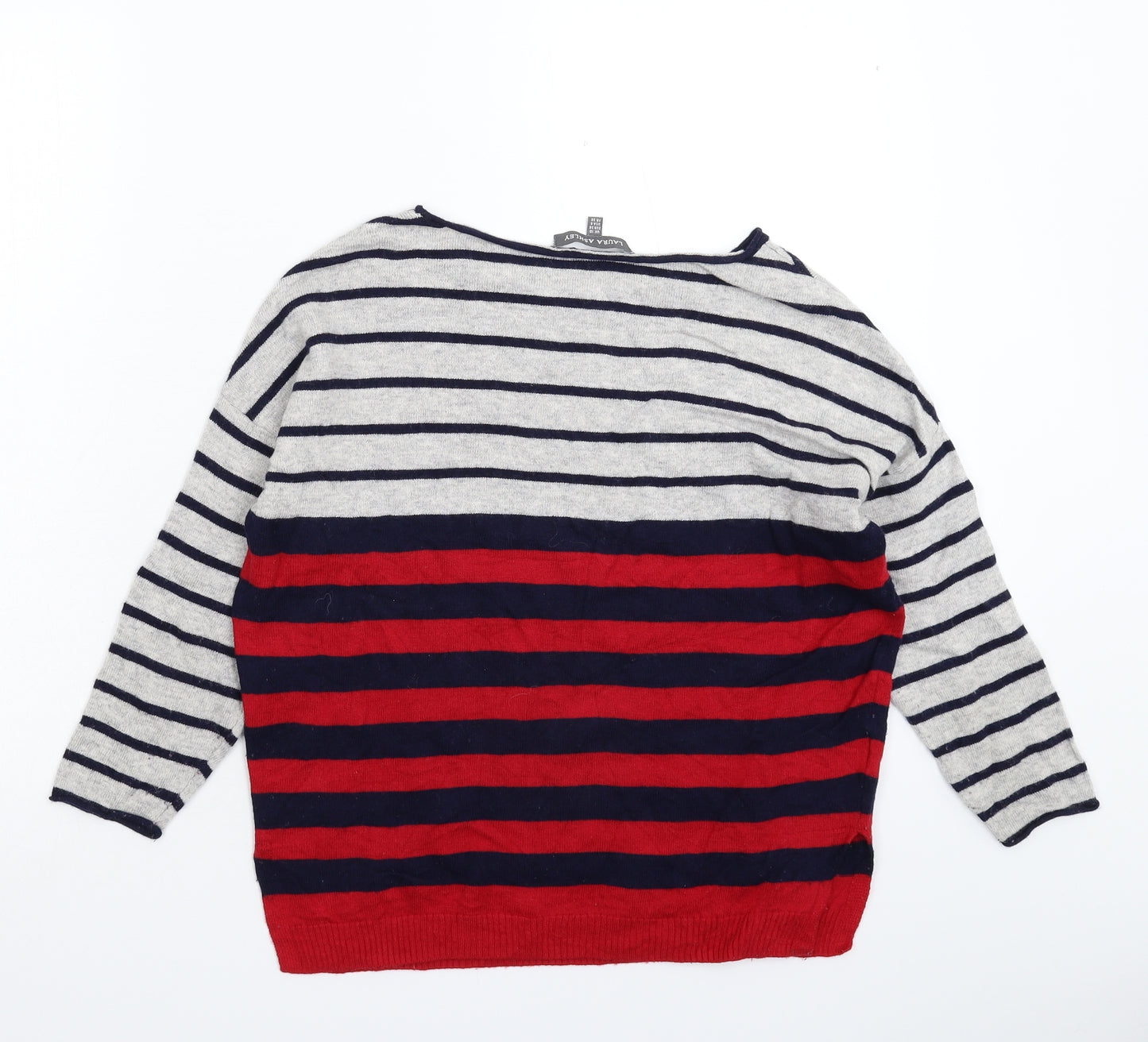 Laura Ashley Womens Multicoloured Striped Knit Pullover Jumper Size 10