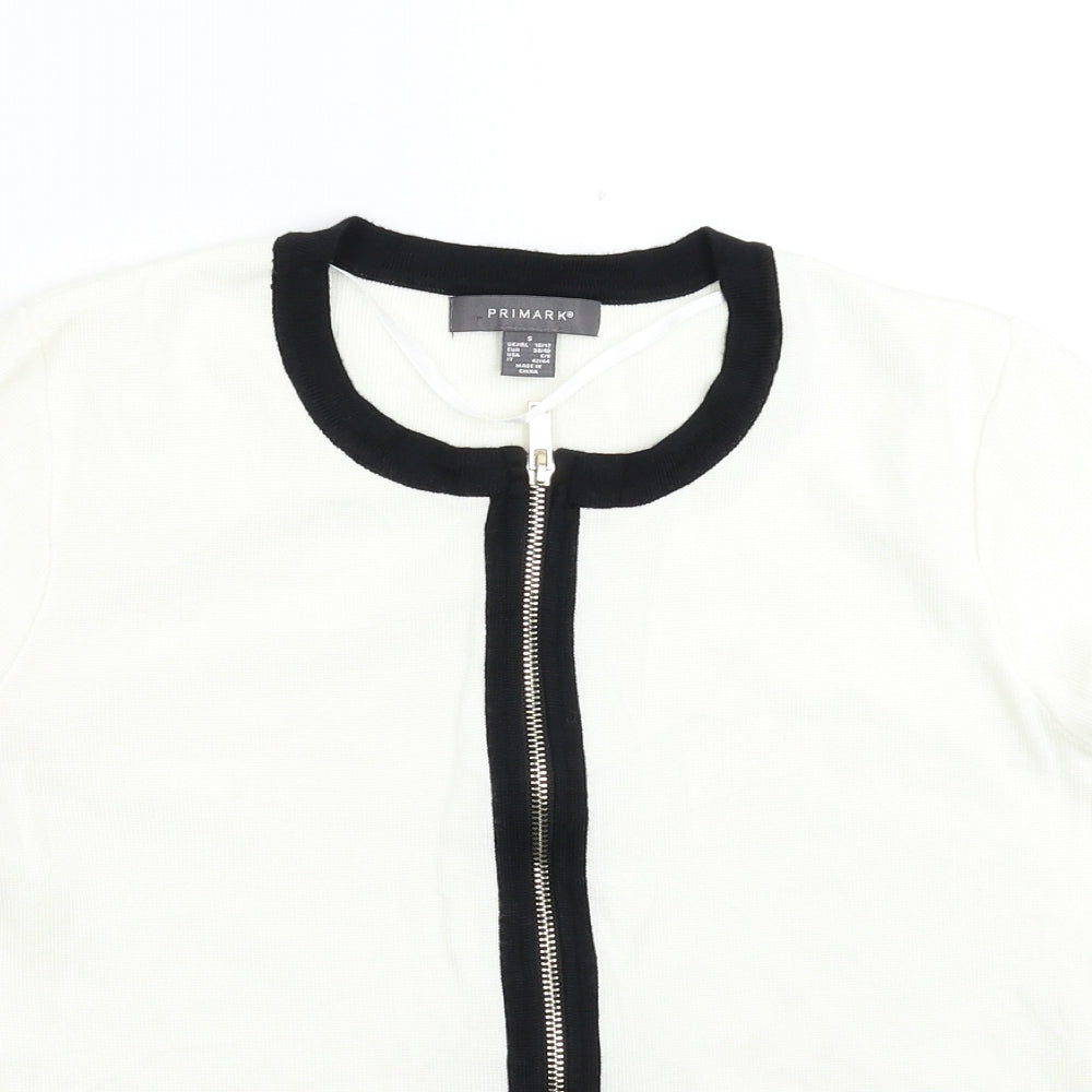 Primark Womens White  Knit Jacket Coatigan Size 12