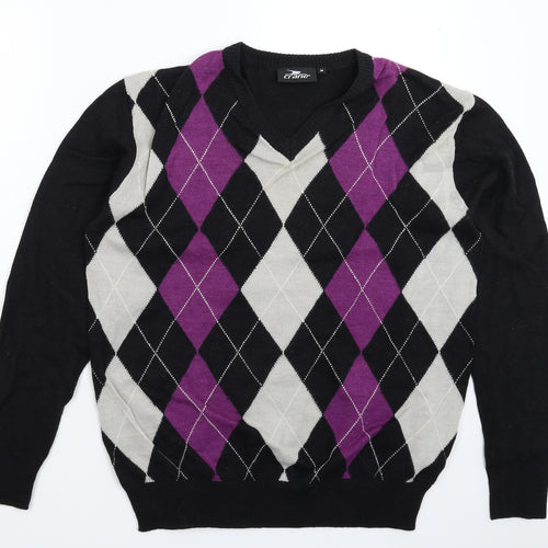 Crane Mens Multicoloured Geometric Knit Pullover Jumper Size M