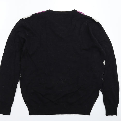 Crane Mens Multicoloured Geometric Knit Pullover Jumper Size M