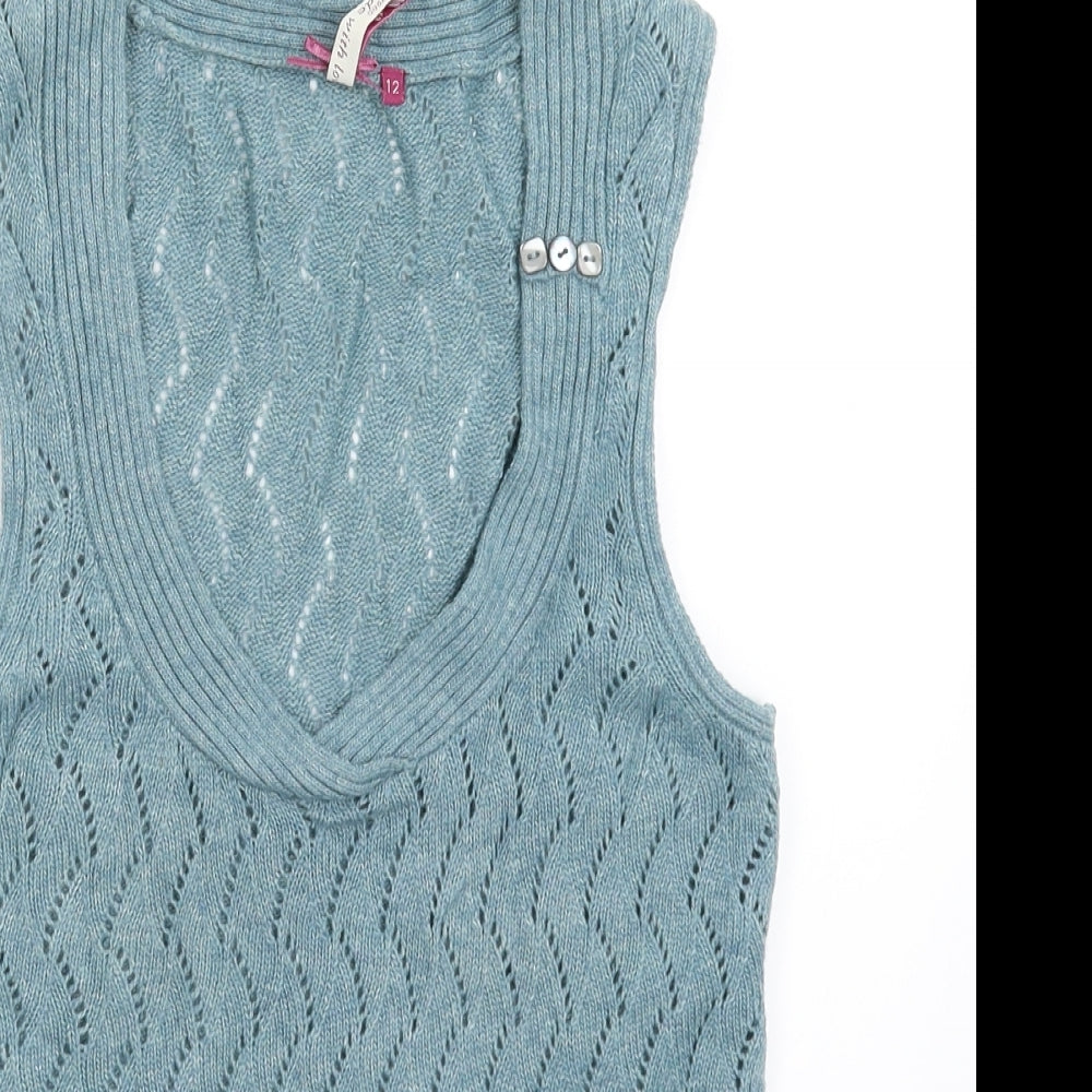 White Stuff Womens Blue  Knit Pullover Jumper Size 12