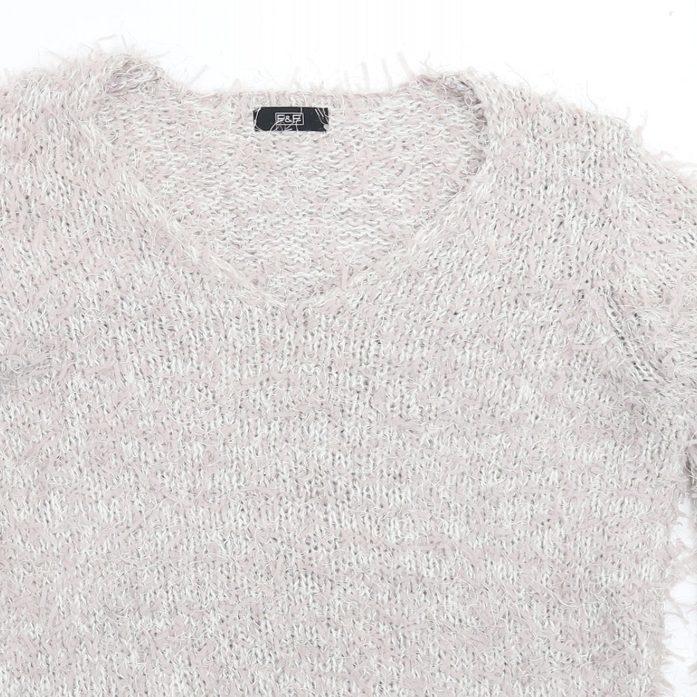 F&F Womens Grey  Knit Pullover Jumper Size 12