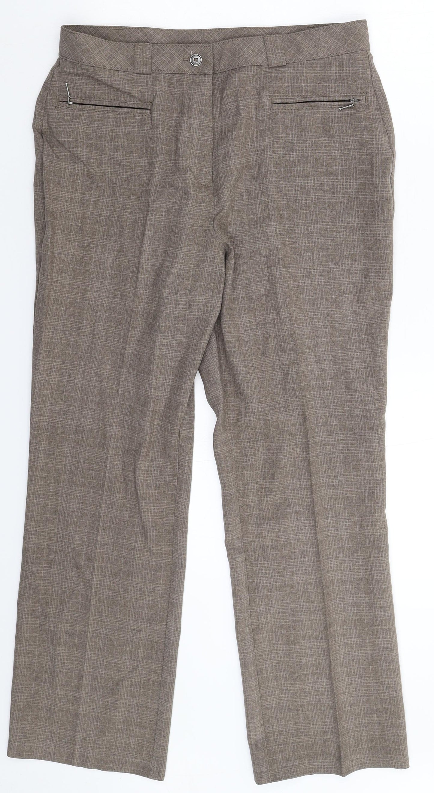Marks and Spencer Womens Grey Check  Trousers  Size 12 L28 in