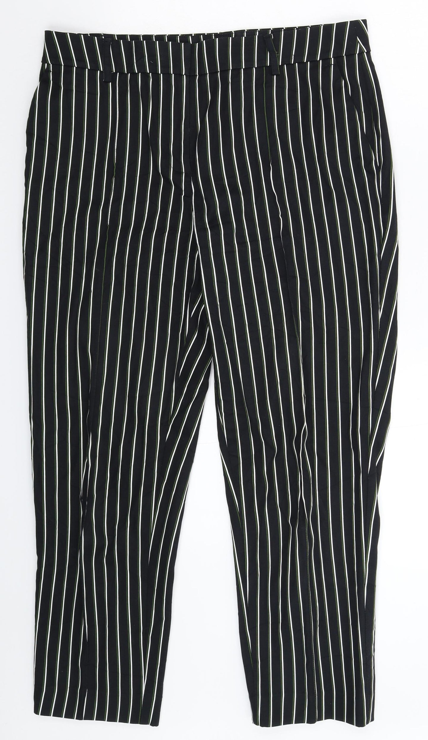 NEXT Womens Black Striped  Trousers  Size 14 L28 in