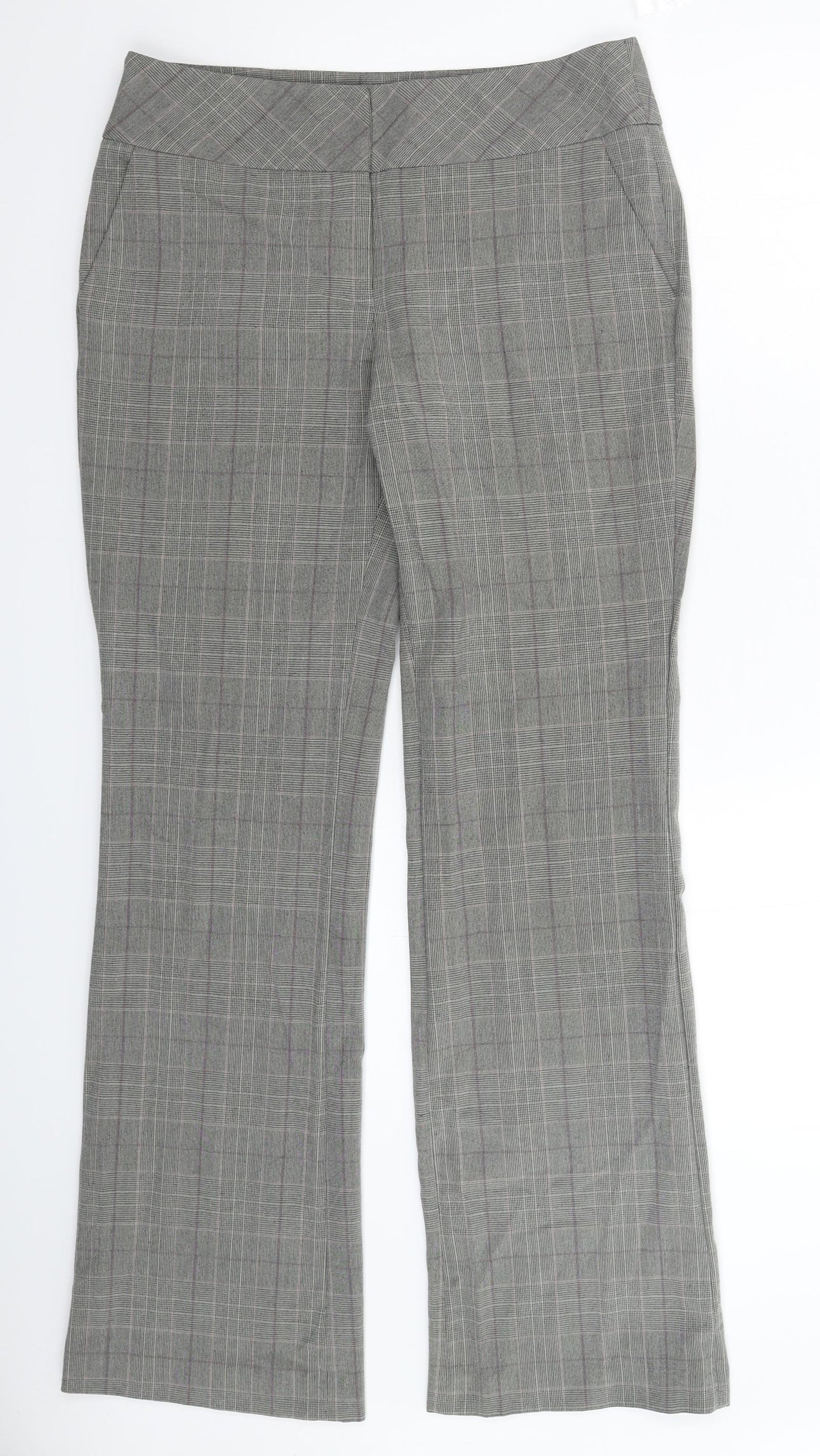 NEXT Womens Grey Check  Trousers  Size 10 L31 in