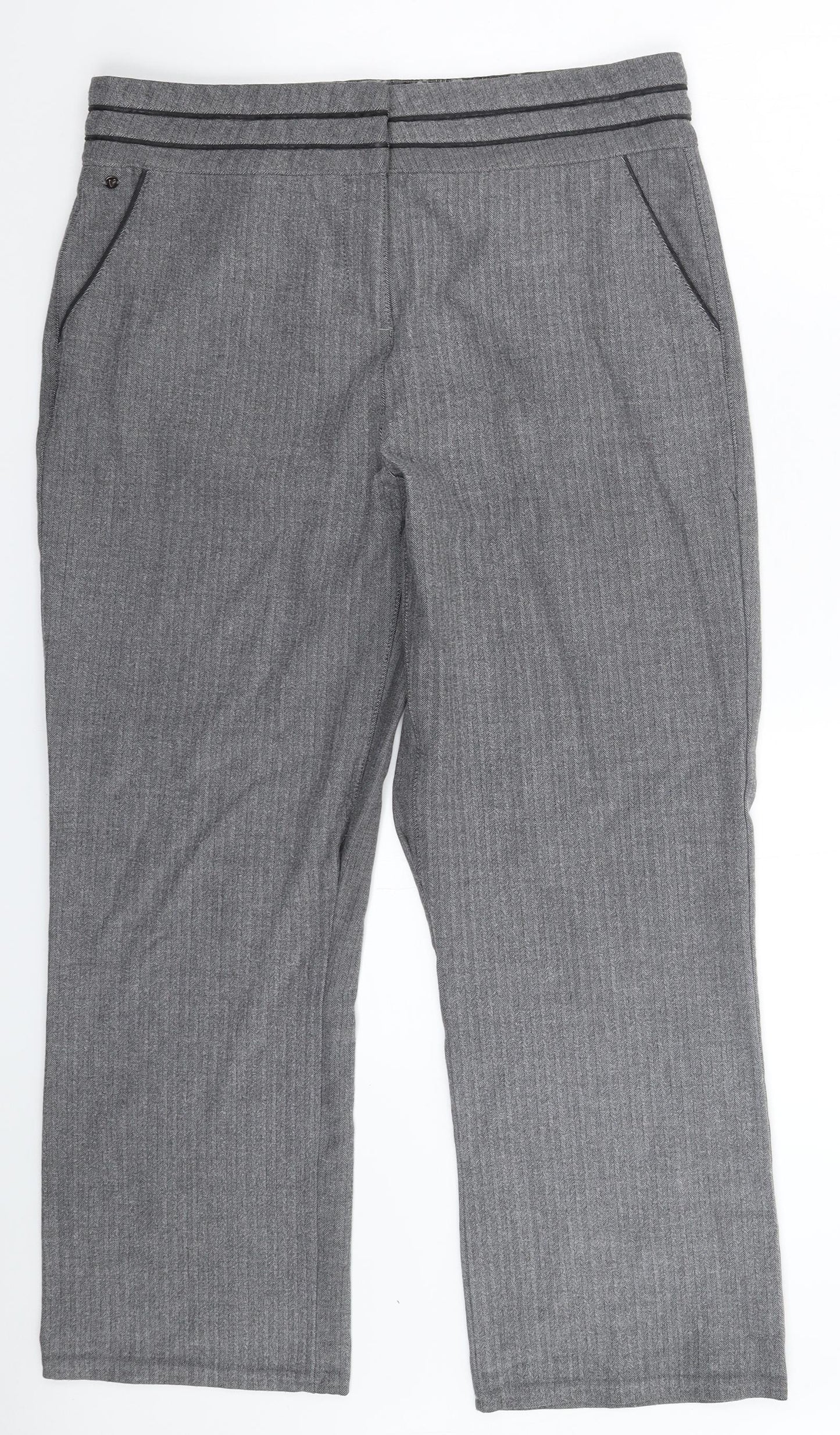 Per Una Womens Grey Striped  Trousers  Size 14 L27 in