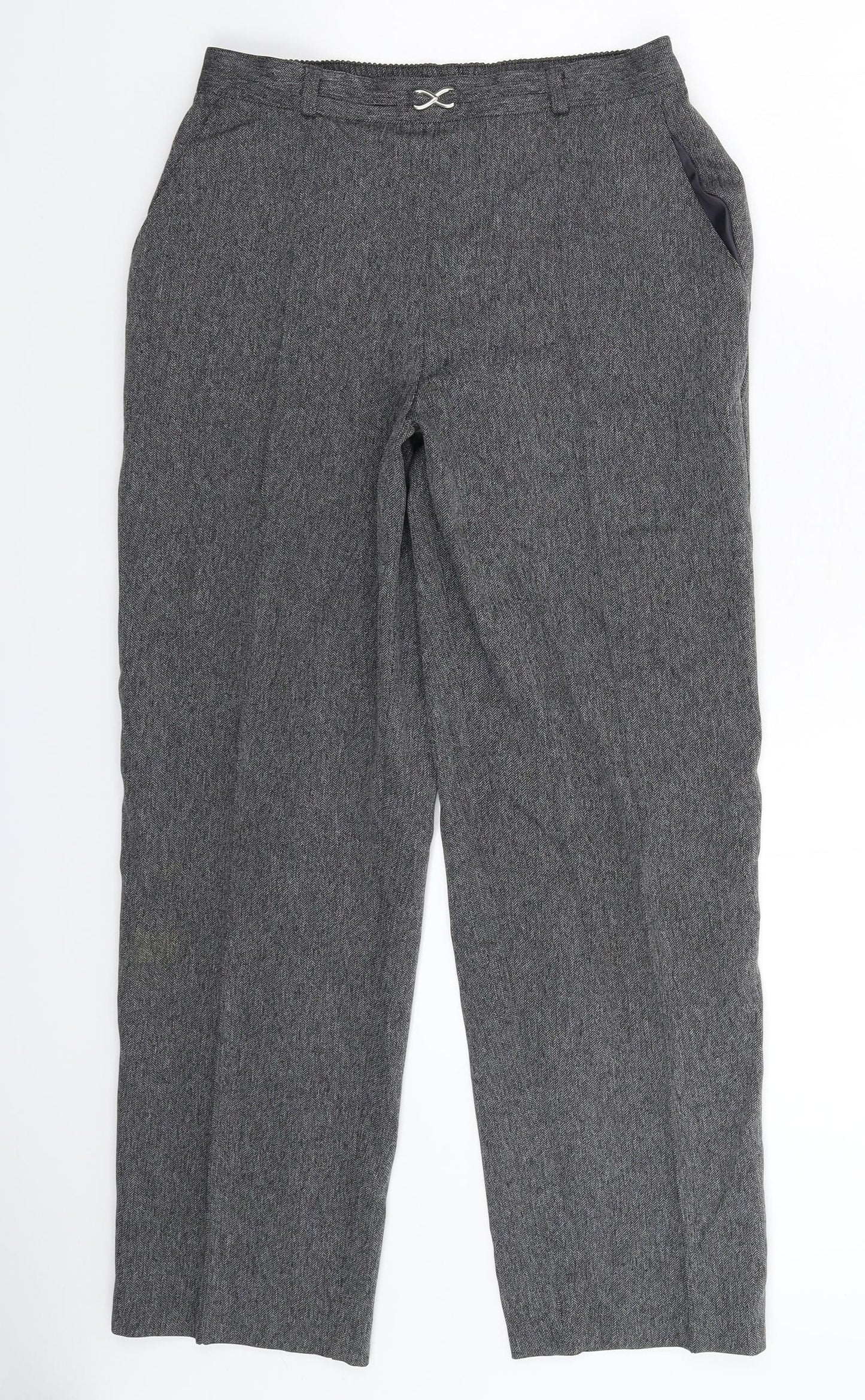 Marks and Spencer Womens Grey Herringbone  Trousers  Size 8 L27 in