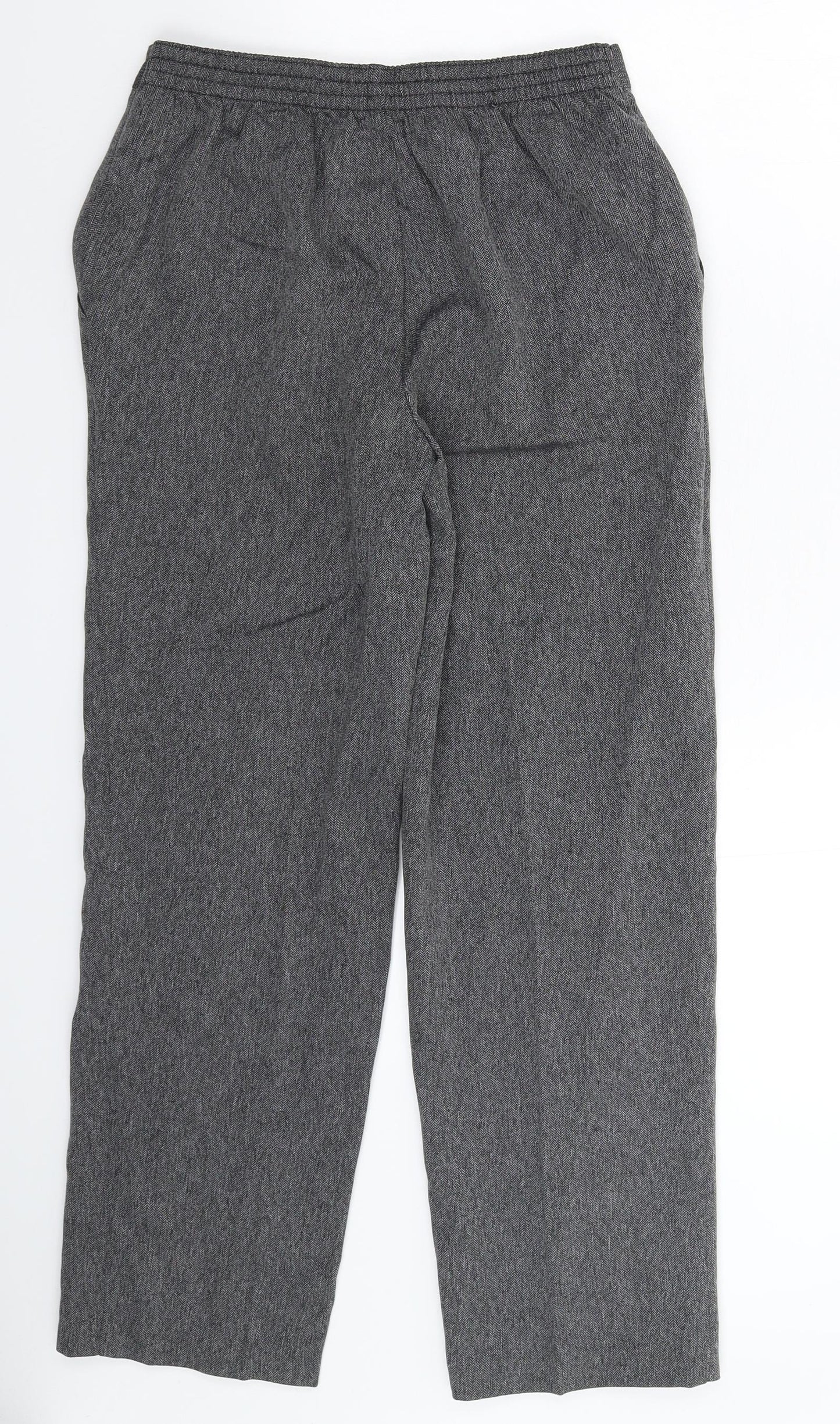Marks and Spencer Womens Grey Herringbone  Trousers  Size 8 L27 in