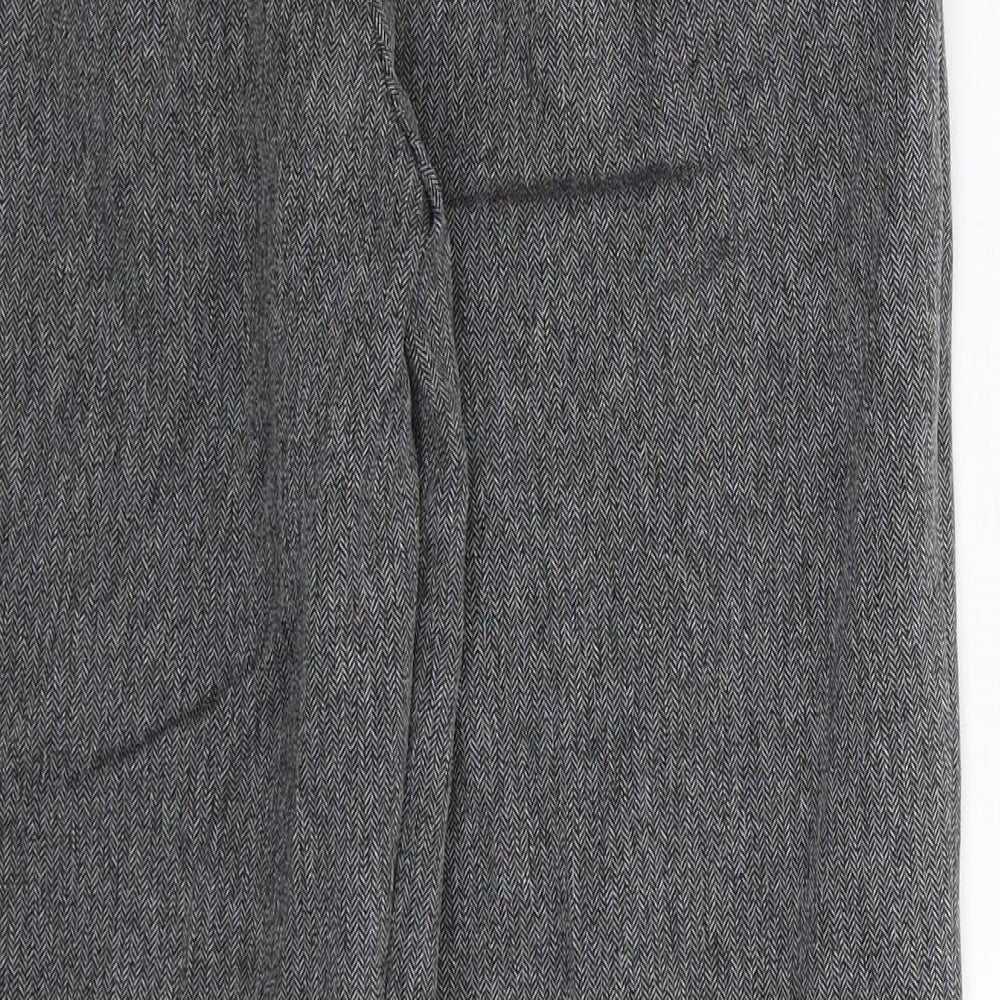 Marks and Spencer Womens Grey Herringbone  Trousers  Size 8 L27 in