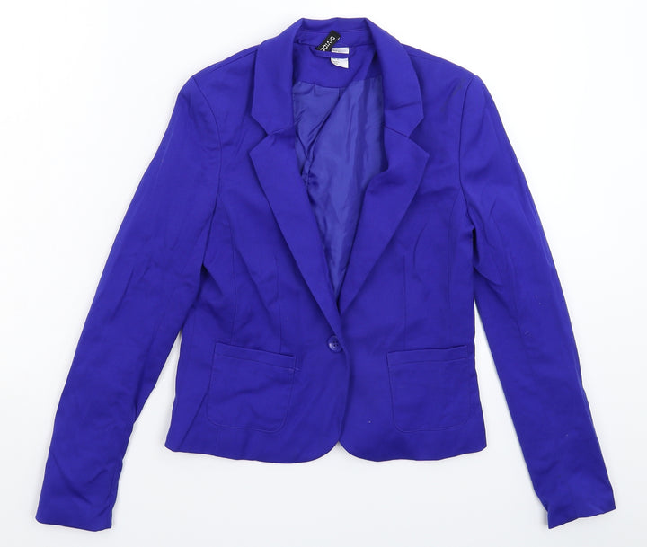 Divided Womens Blue Jacket Suit Jacket Size 8