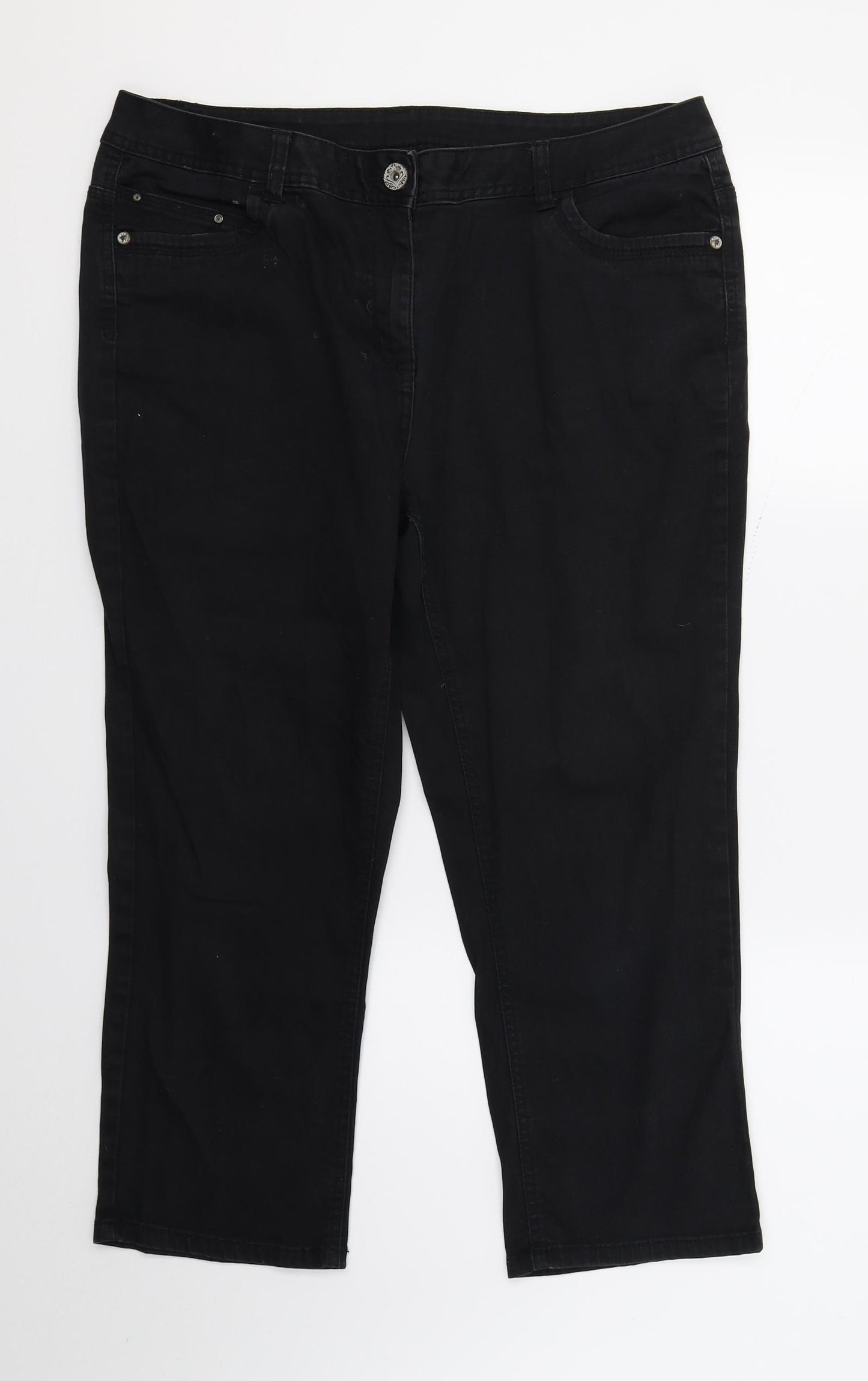 George Womens Black  Denim Straight Jeans Size 16 L22 in - SHORT LEG