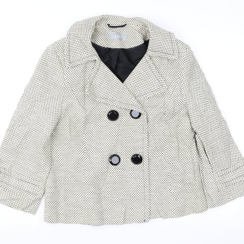 Wallis Womens Beige Geometric  Jacket Coat Size 12