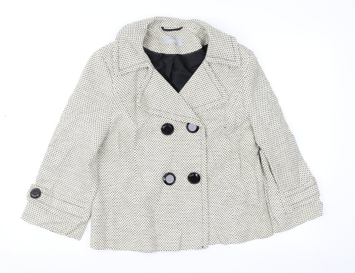 Wallis Womens Beige Geometric Jacket Coat Size 12