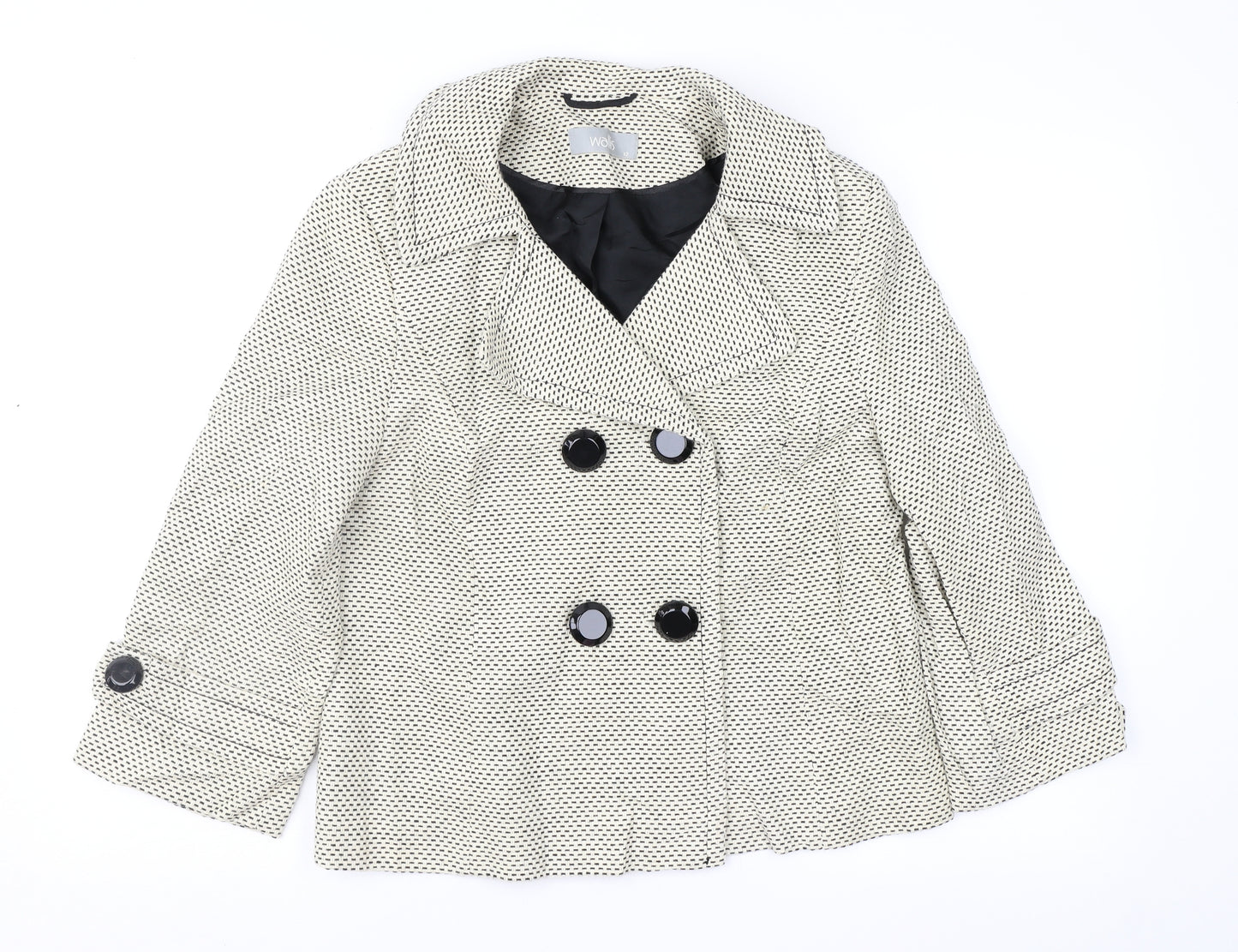 Wallis Womens Beige Geometric  Jacket Coat Size 12