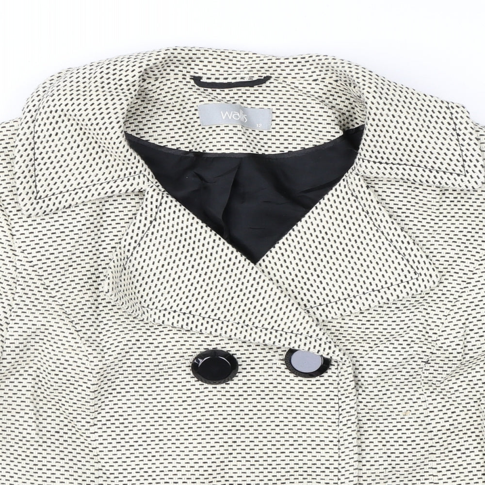 Wallis Womens Beige Geometric  Jacket Coat Size 12