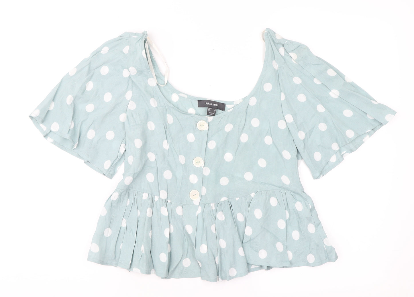 Primark Womens Green Polka Dot  Basic Blouse Size 8