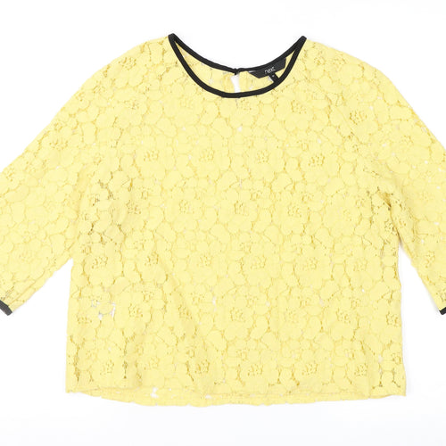 NEXT Womens Yellow  Lace Basic Blouse Size 10