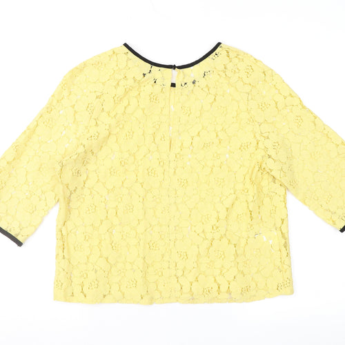 NEXT Womens Yellow  Lace Basic Blouse Size 10