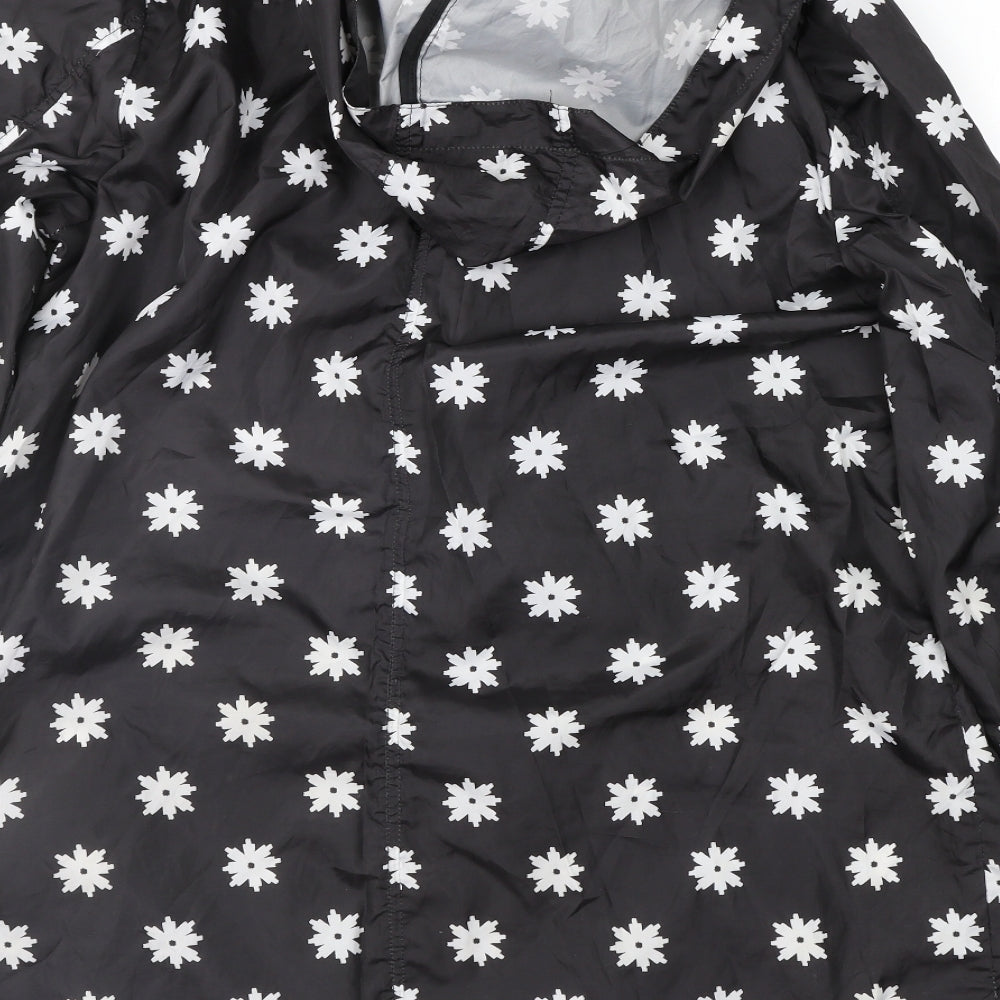 ASOS Womens Black Floral  Rain Coat Jacket Size 14