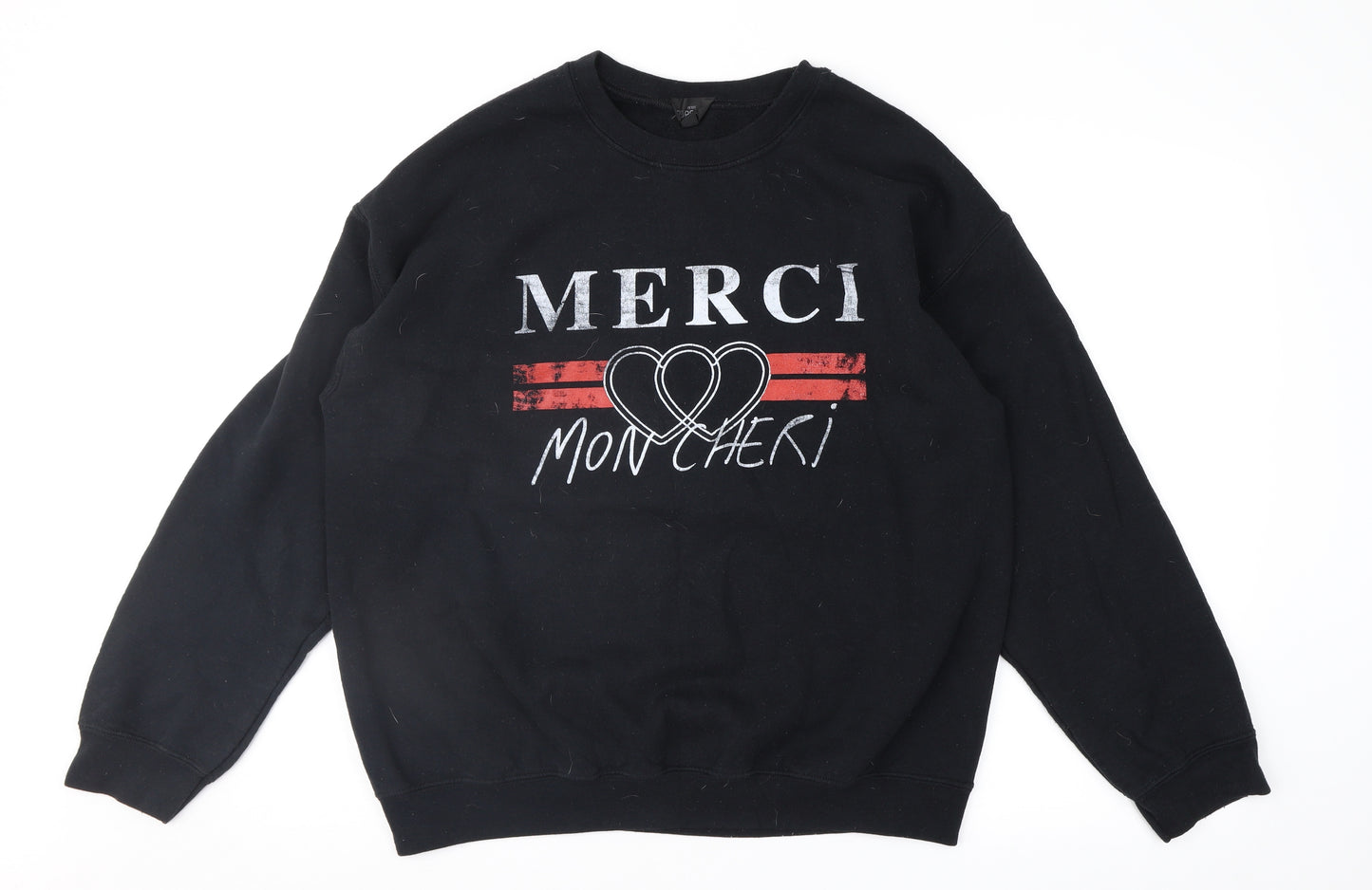 Topshop Womens Black   Pullover Sweatshirt Size L