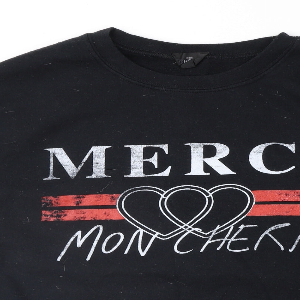 Topshop Womens Black   Pullover Sweatshirt Size L