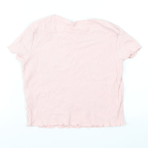 Bershka Womens Pink   Cropped T-Shirt Size L