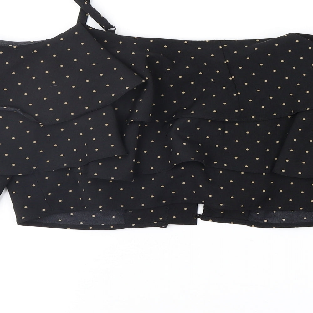 Fashion Union Womens Black Polka Dot  Cropped Blouse Size 12