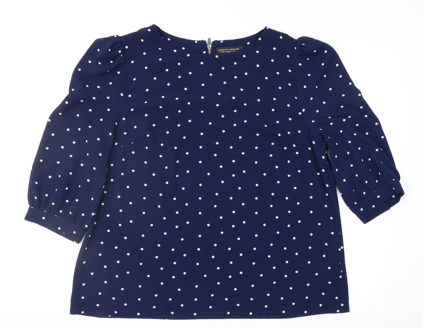 Dorothy Perkins Womens Blue Polka Dot  Basic Blouse Size 16