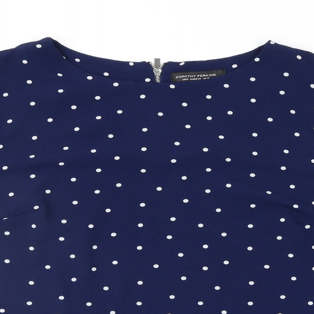 Dorothy Perkins Womens Blue Polka Dot  Basic Blouse Size 16