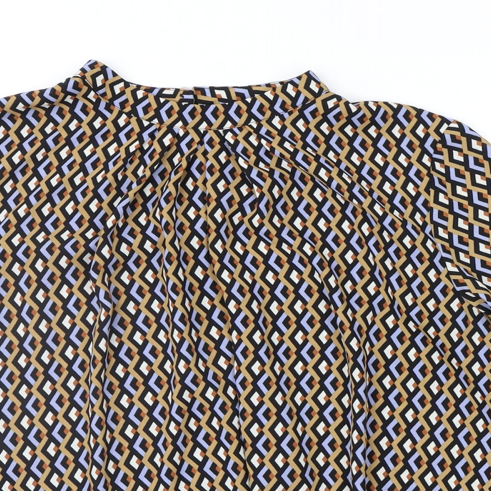 Warehouse Womens Brown Geometric  Basic Blouse Size 16