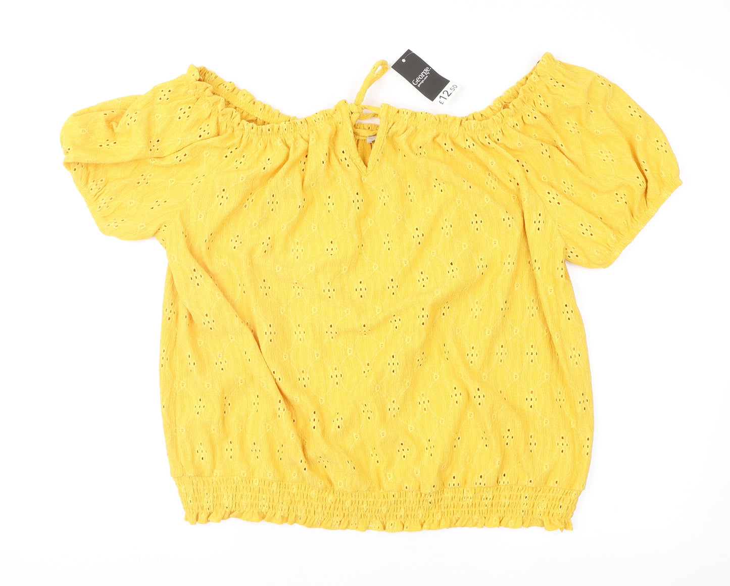 George Womens Yellow Geometric  Basic Blouse Size 18