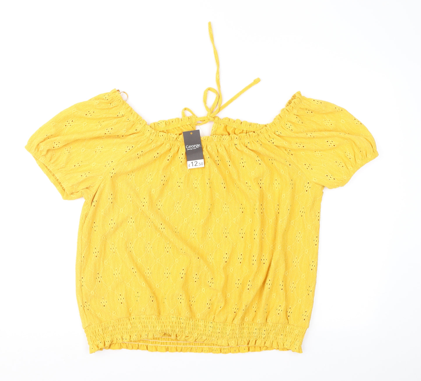 George Womens Yellow Geometric  Basic Blouse Size 18
