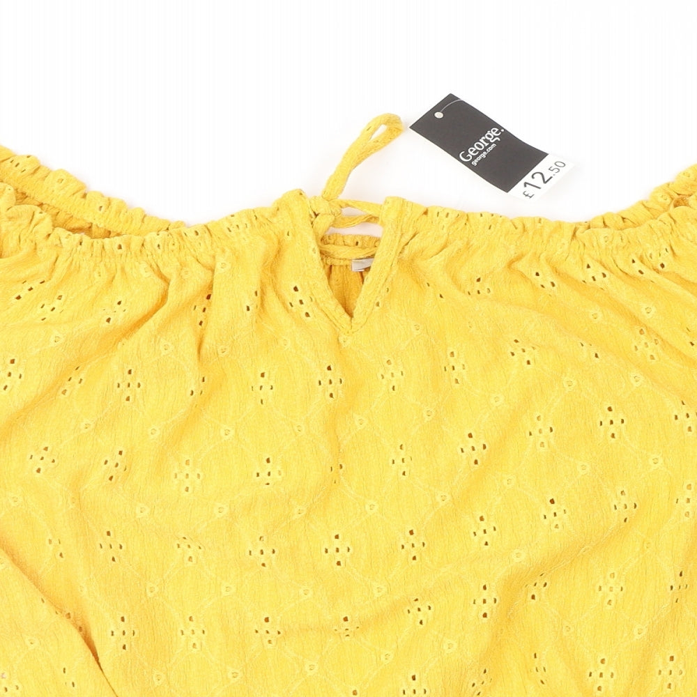 George Womens Yellow Geometric  Basic Blouse Size 18