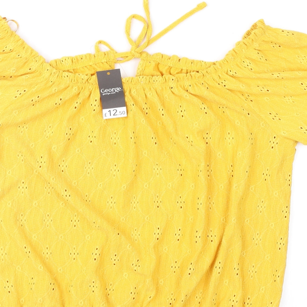 George Womens Yellow Geometric  Basic Blouse Size 18