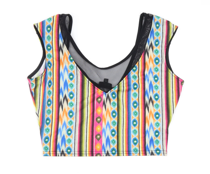 River Island Womens Multicoloured Geometric  Basic Blouse Size 10