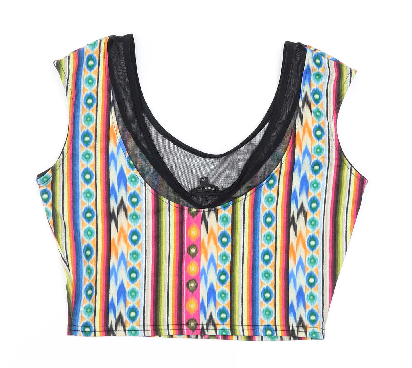 River Island Womens Multicoloured Geometric  Basic Blouse Size 10