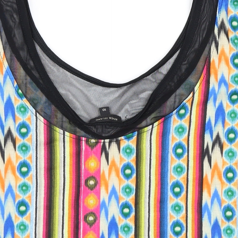 River Island Womens Multicoloured Geometric  Basic Blouse Size 10