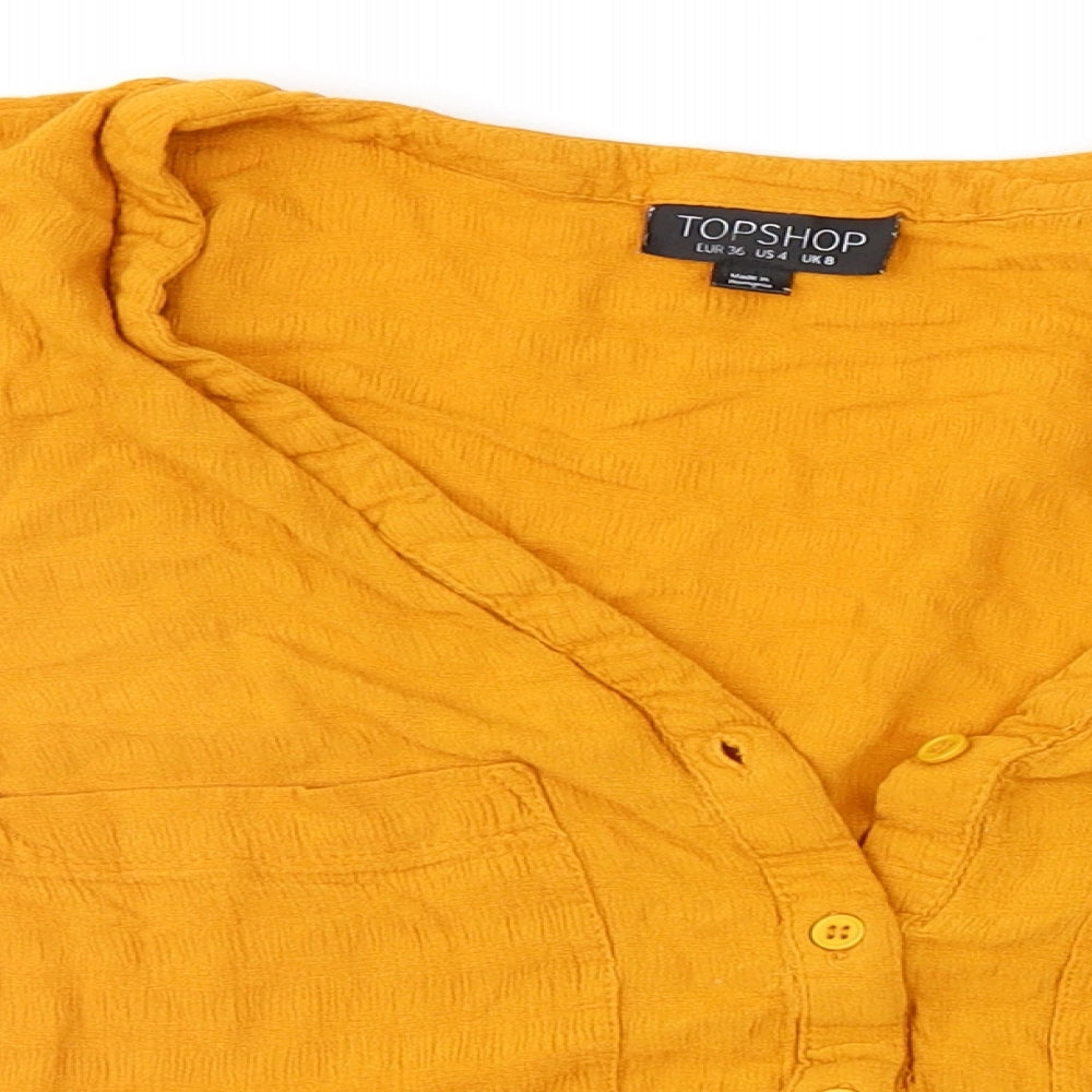Topshop Womens Orange   Cropped Blouse Size 8