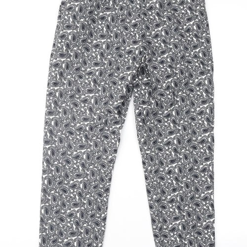 Topshop Womens Grey Paisley  Cropped Trousers Size 8 L25 in