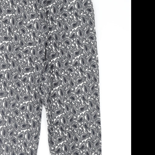 Topshop Womens Grey Paisley  Cropped Trousers Size 8 L25 in