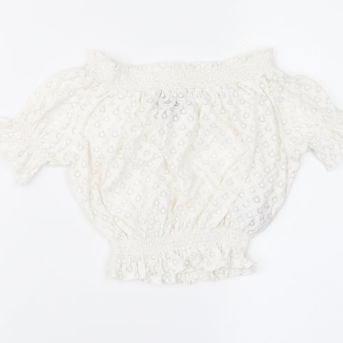 Topshop Womens Ivory Geometric  Cropped Blouse Size 6