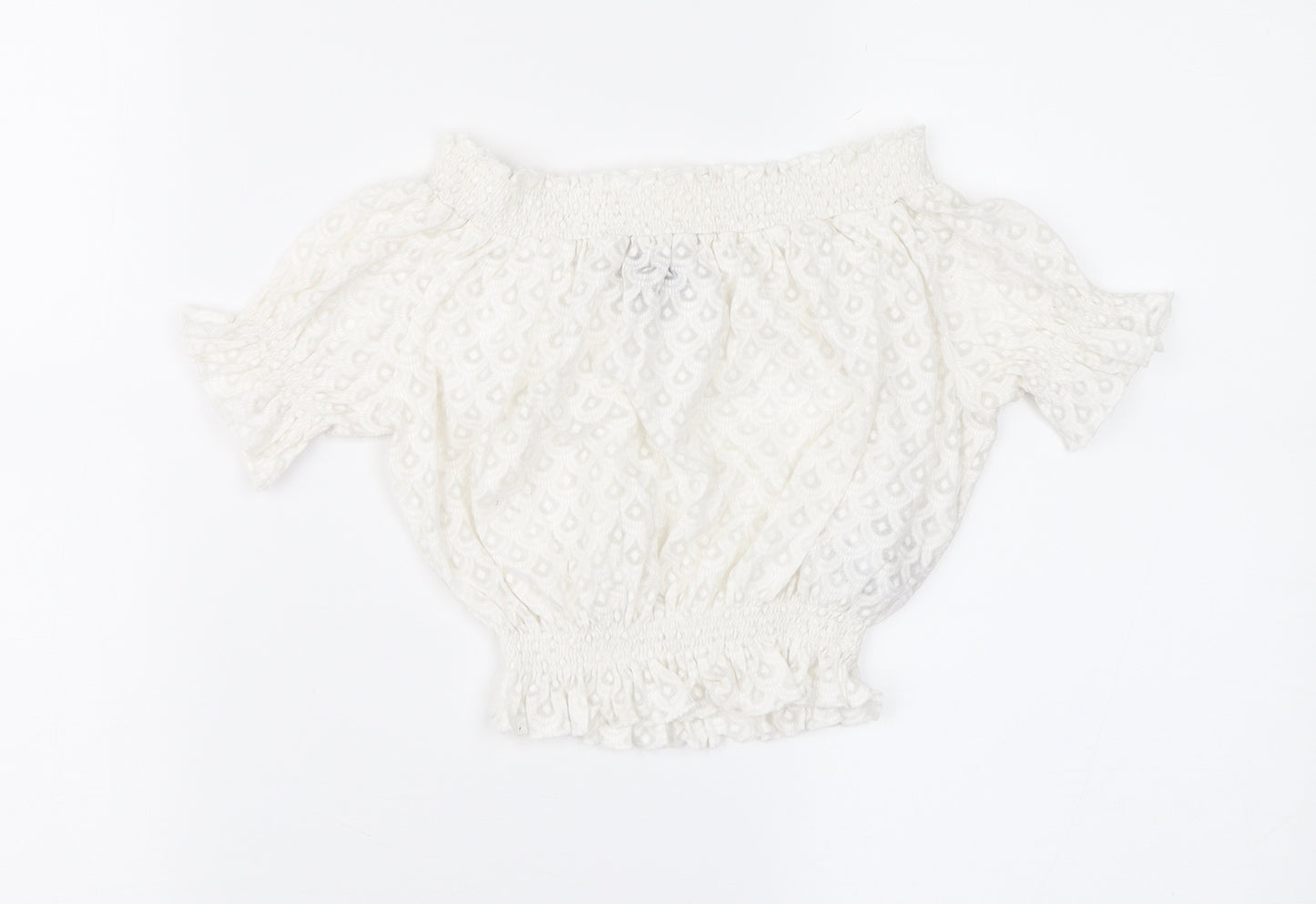 Topshop Womens Ivory Geometric  Cropped Blouse Size 6