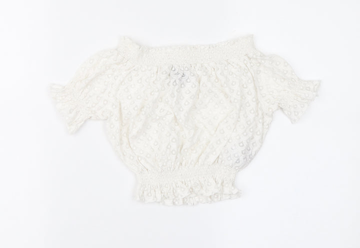 Topshop Womens Ivory Geometric  Cropped Blouse Size 6