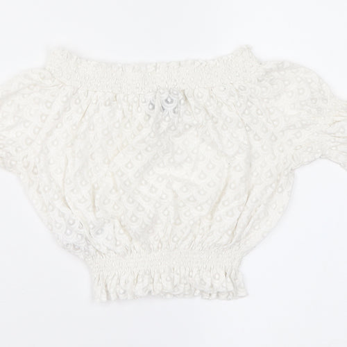 Topshop Womens Ivory Geometric  Cropped Blouse Size 6