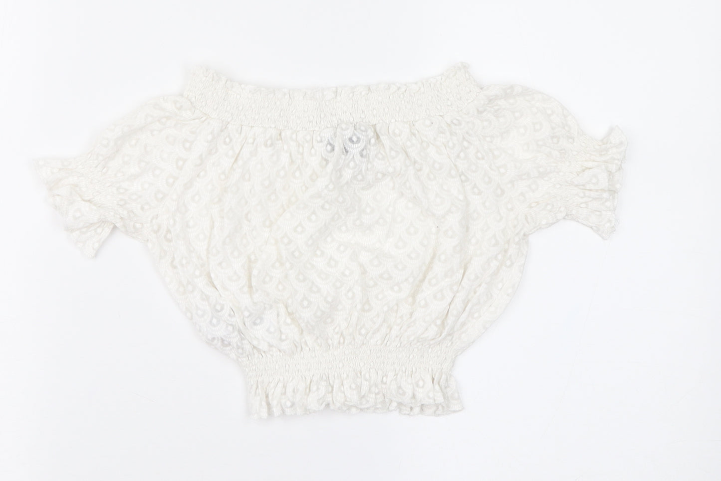 Topshop Womens Ivory Geometric  Cropped Blouse Size 6