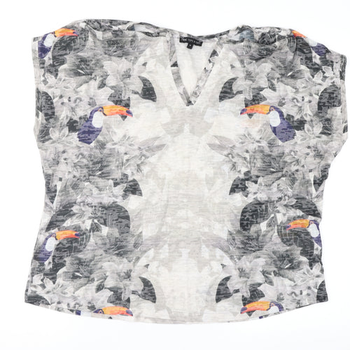 NEXT Womens Grey Floral  Basic T-Shirt Size 18