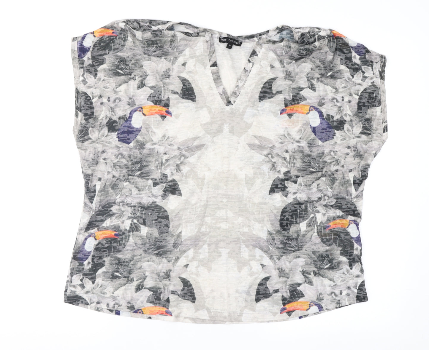 NEXT Womens Grey Floral  Basic T-Shirt Size 18